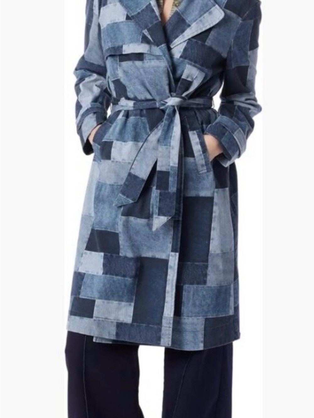 Cassie Patchwork Denim Trench